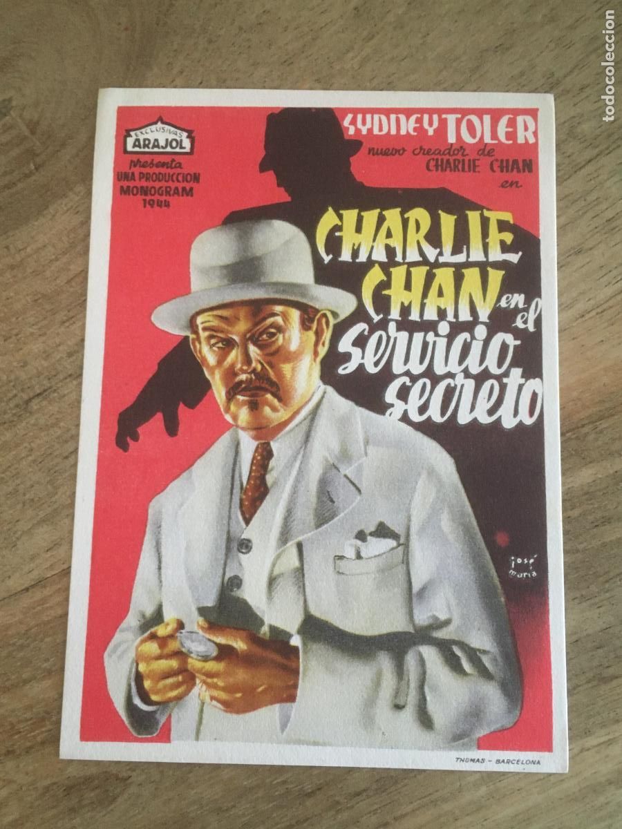 Kino: charlie chan servicio secreto arajol folleto de mano original estreno muy buen estado