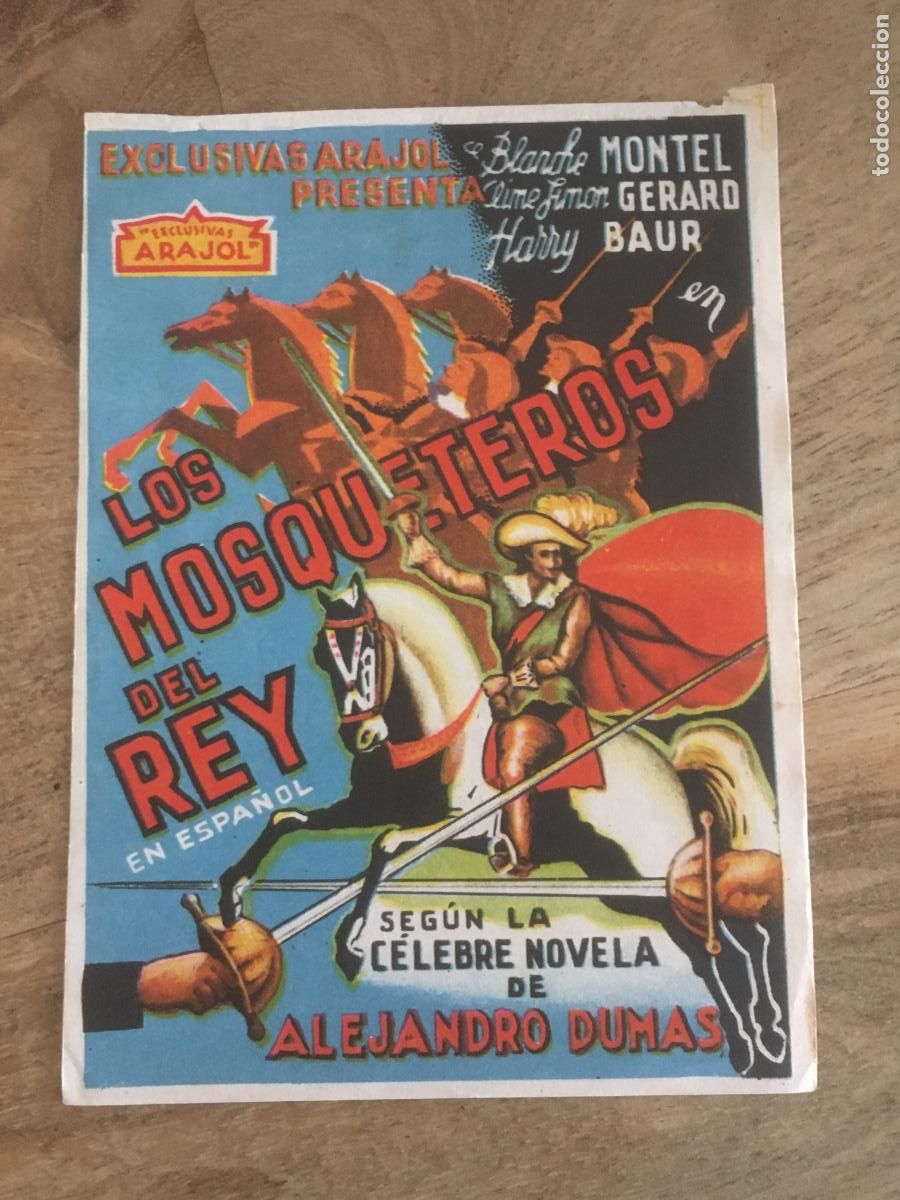Kino: los mosqueteros del rey arajol folleto de mano original estreno muy buen estado