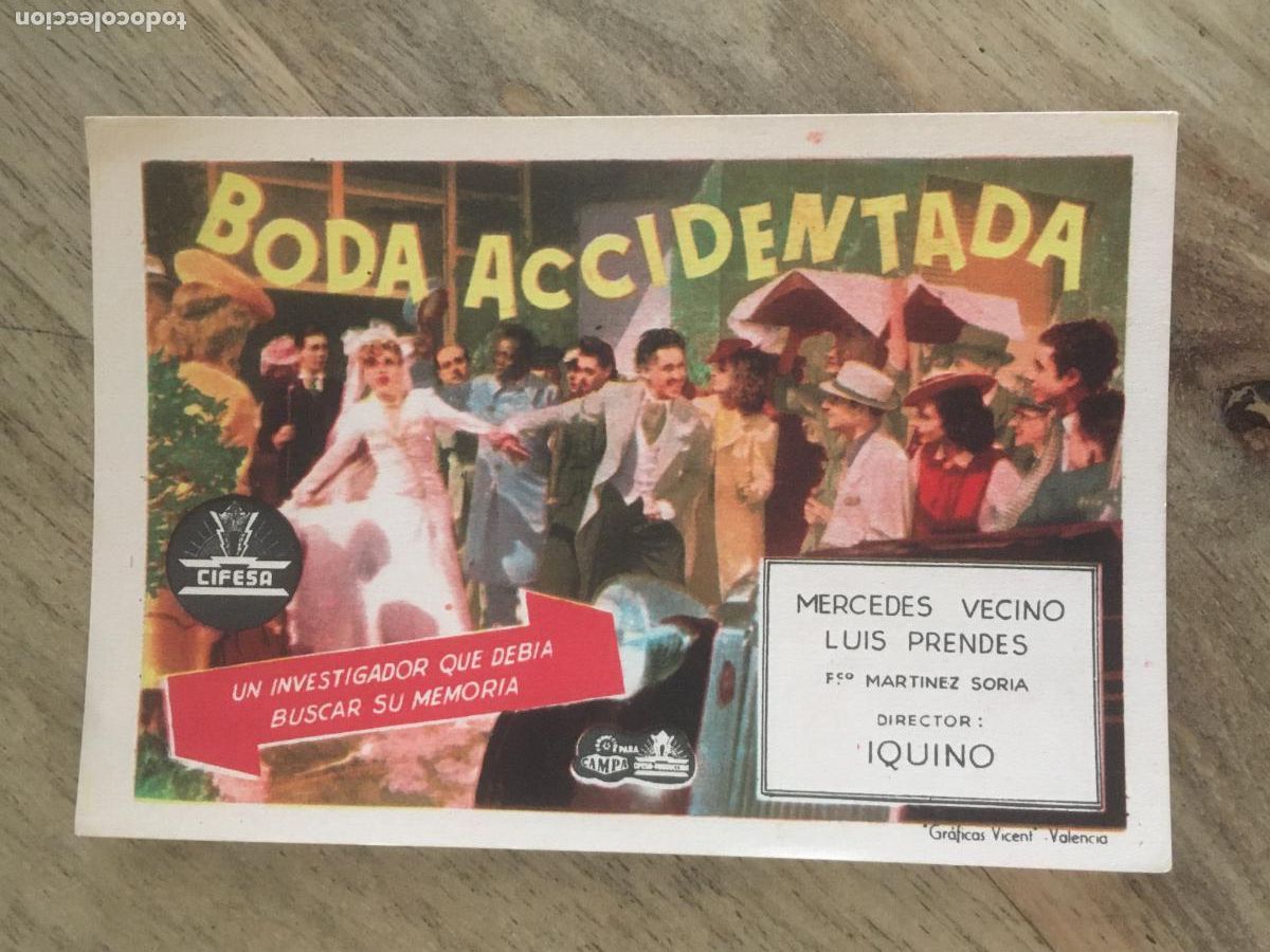 Kino: boda accidentada cifesa folleto de mano original estreno muy buen estado