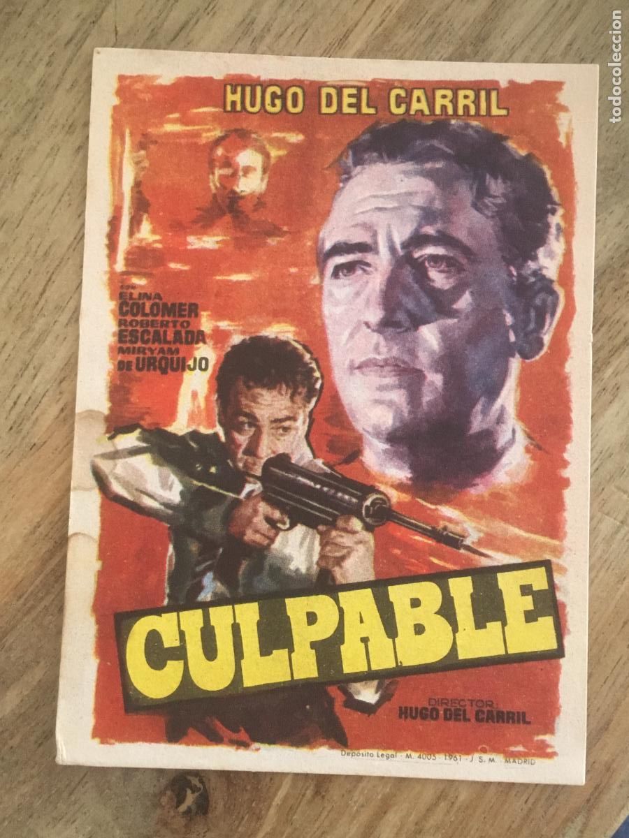 Kino: culpable hugo del carril folleto de mano original estreno muy buen estado