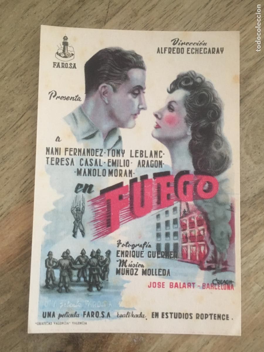 Kino: fuego folleto de mano original estreno muy buen estado
