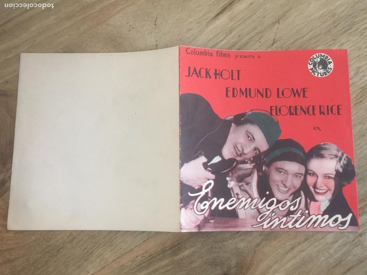 Kino: enemigos intimos modelo azul en interior folleto de mano original estreno muy buen estado