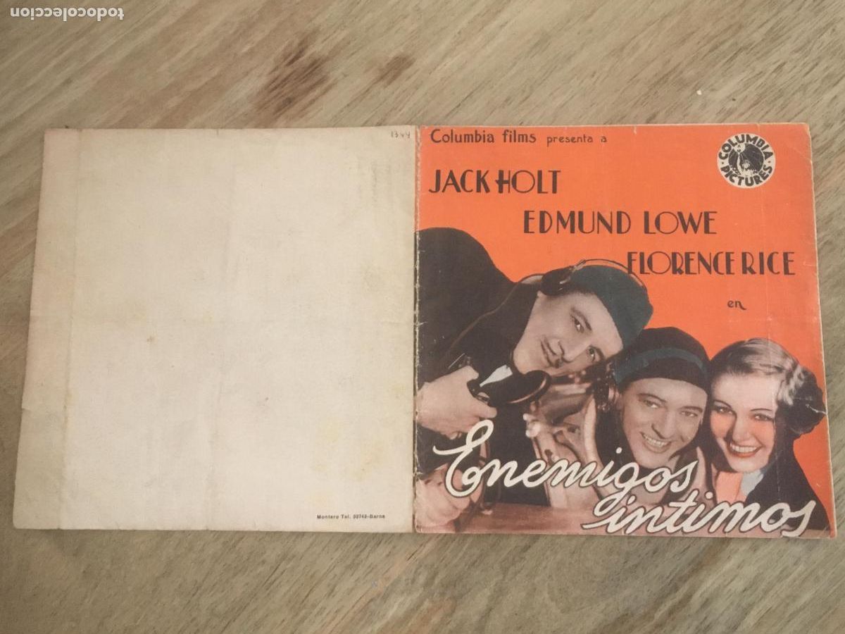 Kino: enemigos intimos modelo marron en interior folleto de mano original estreno muy buen estado