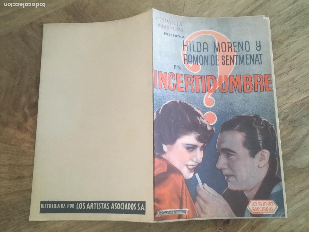Kino: incertidumbre folleto de mano original estreno muy buen estado
