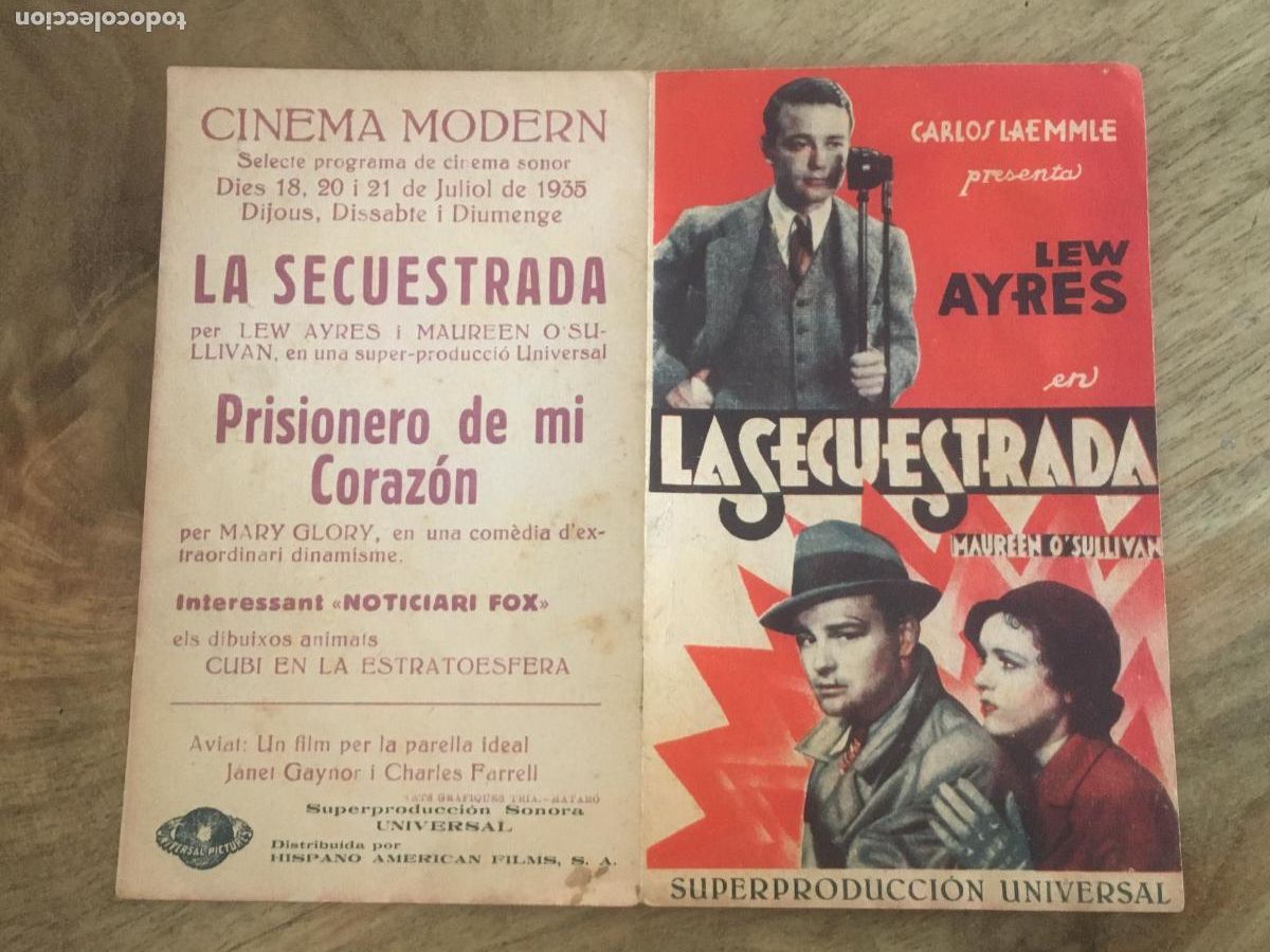 Kino: la secuestrada folleto de mano original estreno muy buen estado