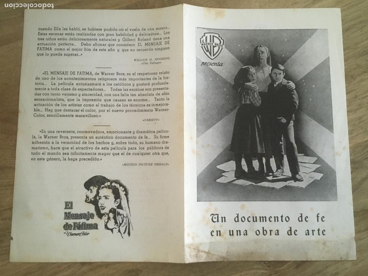 Kino: el mensaje de fatima folleto de mano original estreno