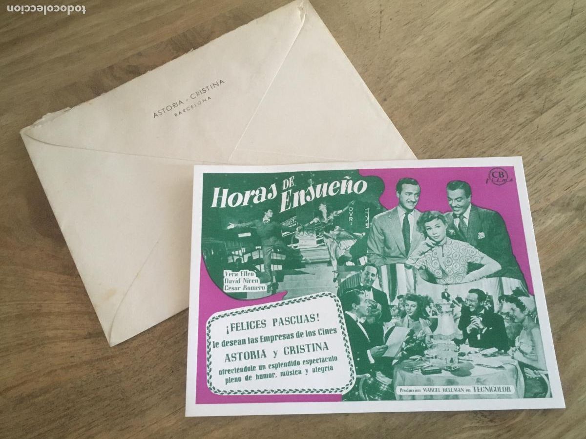 Kino: horas de ensue&ntilde;o folleto de mano original estreno con el sobre original cines astoria y cristina