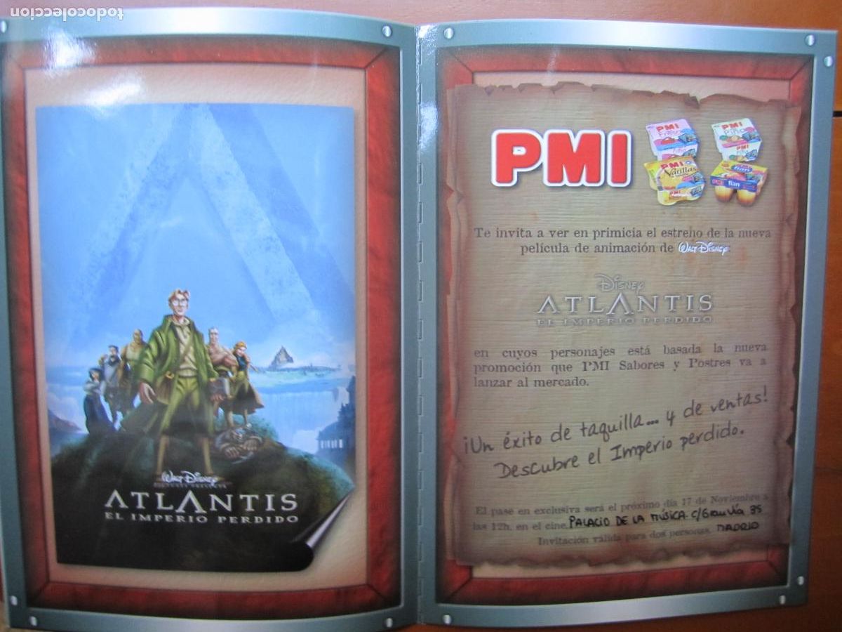 Cine: atlantis el imperio perdido - folleto mano invitacion original estreno animacion walt disney