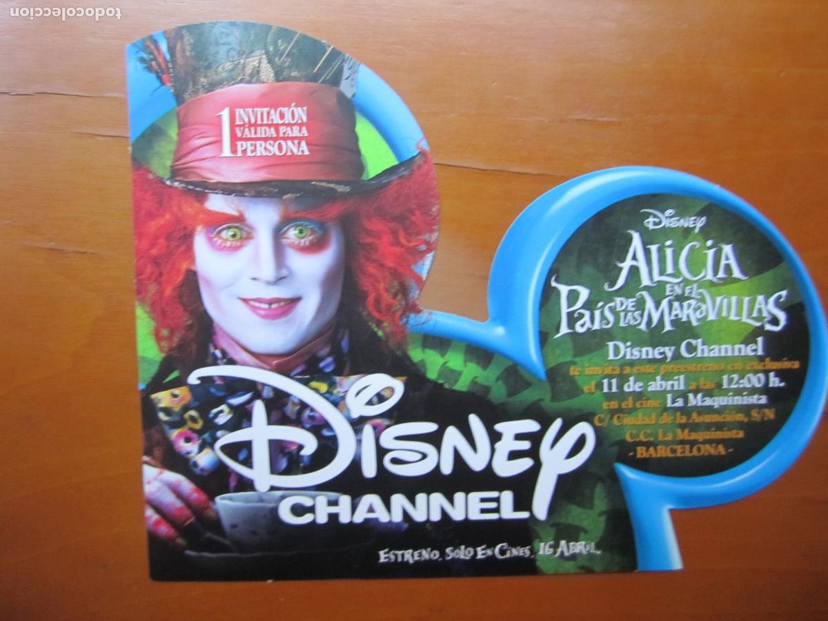 Cine: alicia en el pais de las maravillas folleto mano invitacion original troquelada tim burton disney