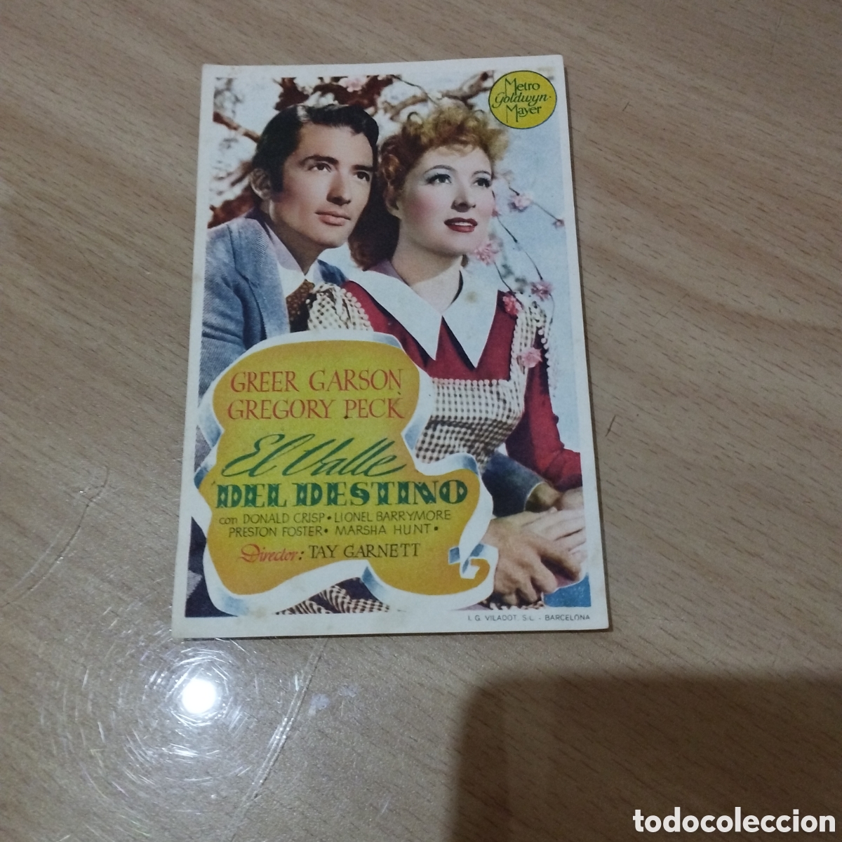 Cine: Programa de cine, sencillo. El valle del destino. Greer Garson. Gregory Peck. SP - Foto 1