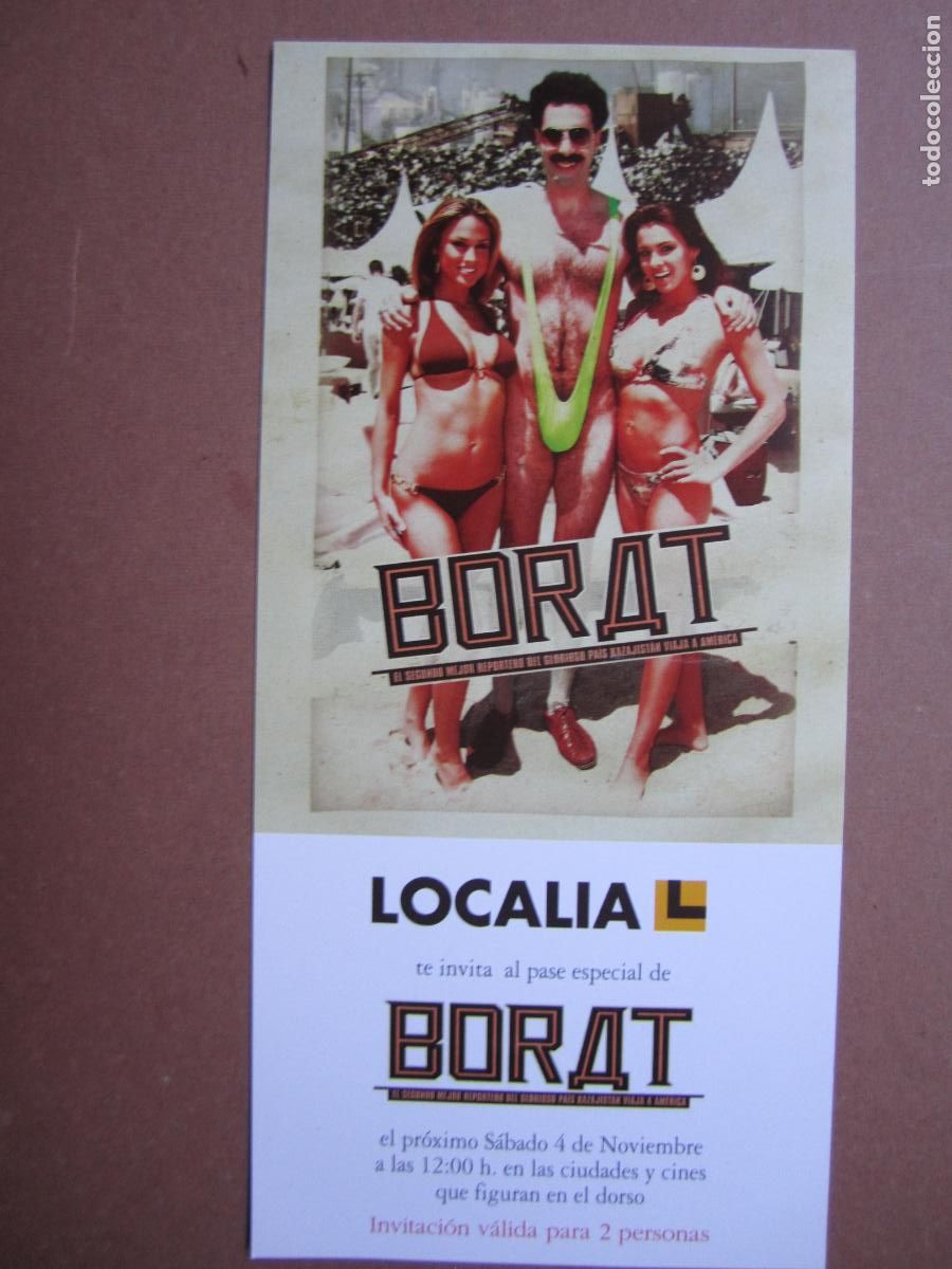 Cine: borat folleto mano invitacion original - sacha baron cohen