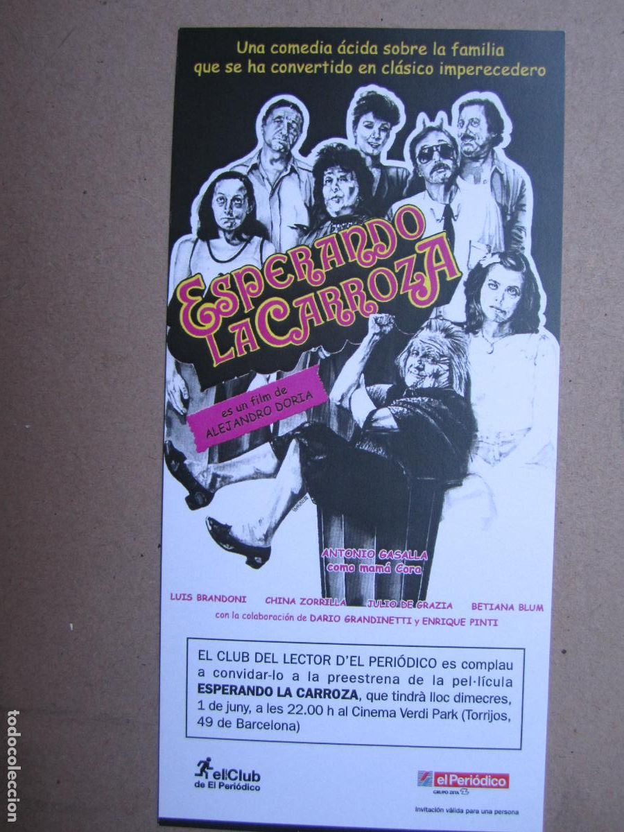 Cine: esperando la carroza folleto mano invitacion original - luis brandoni