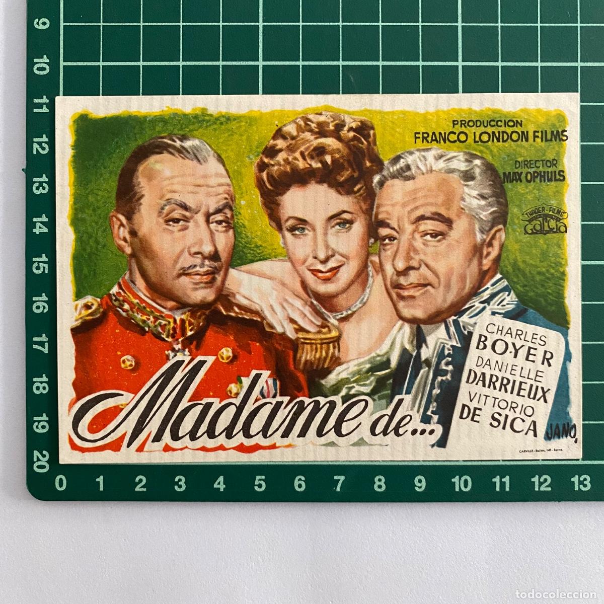 Cine: Programa Folleto de mano cine pelicula. Madame de ... - Foto 1