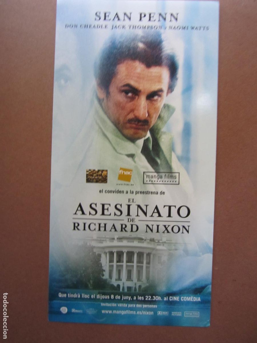 Cine: el asesinato de richard nixon - folleto mano invitacion original - sean penn naomi watts
