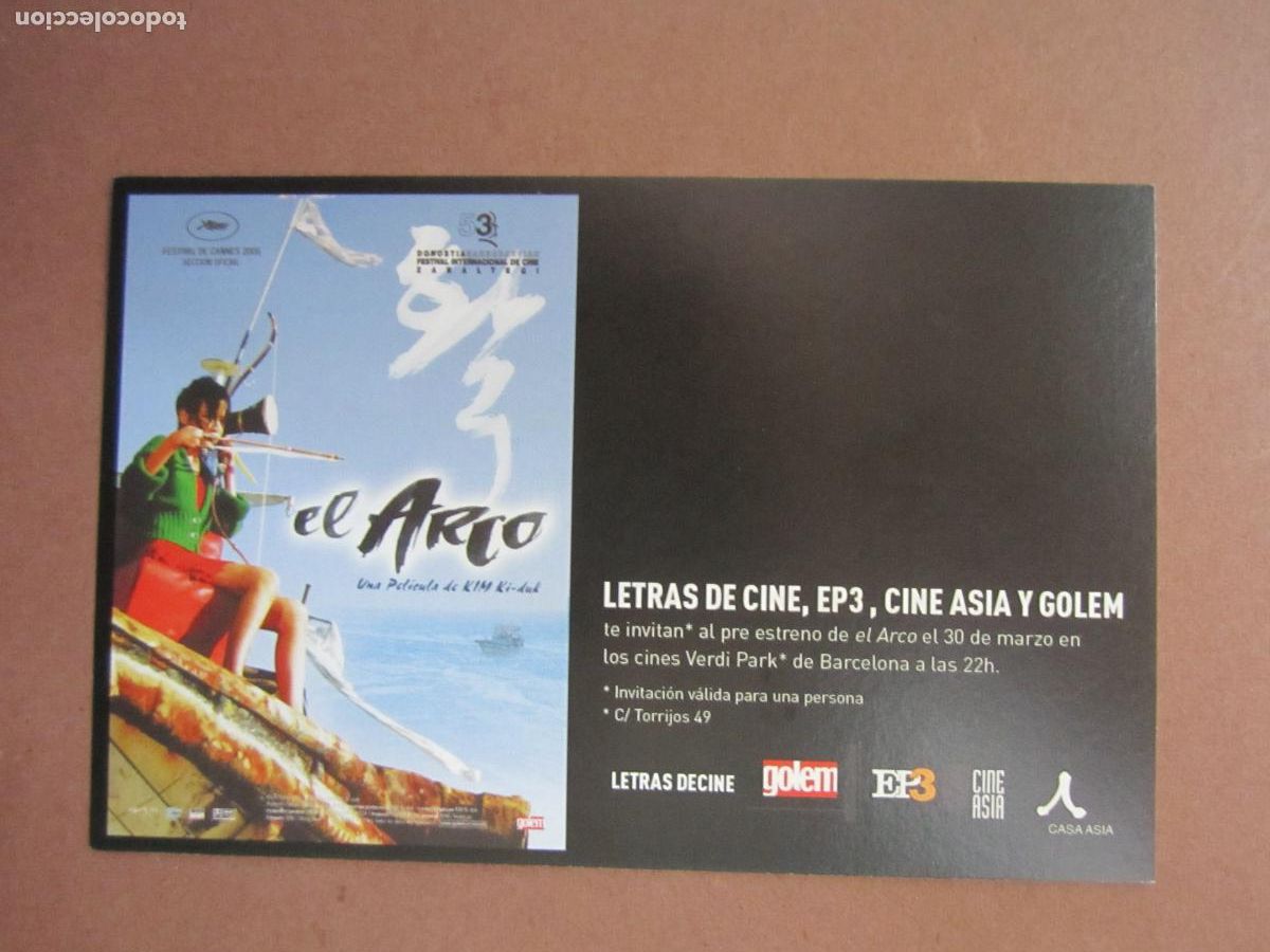 Cine: el arco - folleto mano invitacion original preestreno - kim ki kuk