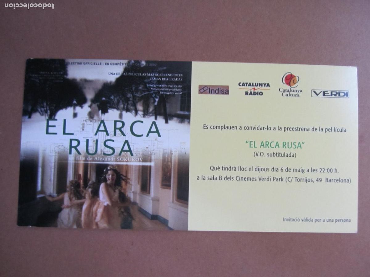 Cine: el arca rusa - folleto mano invitacion original preestreno - Aleksandr Sok&uacute;rov