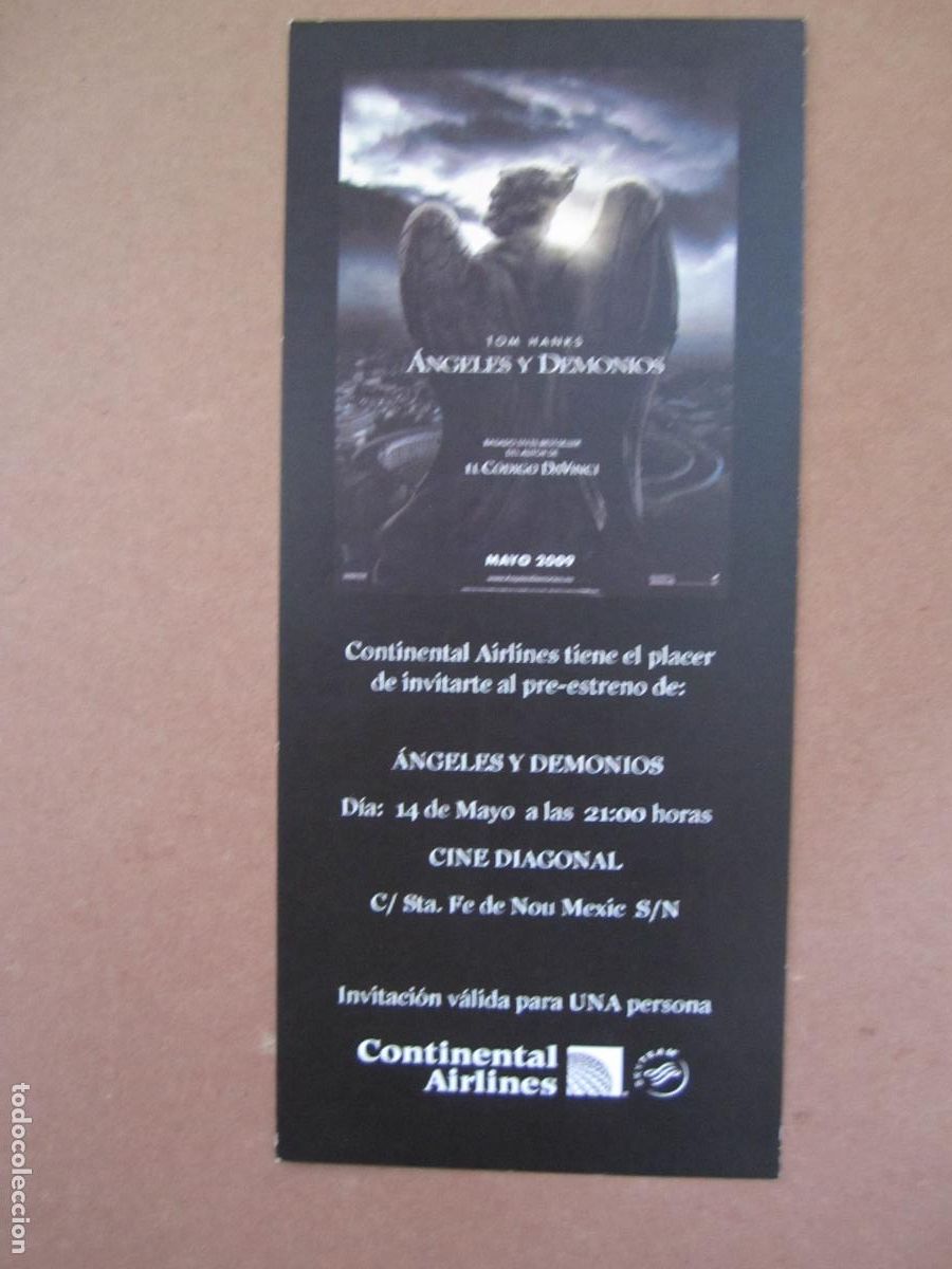 Cine: angeles y demonios - folleto mano original invitacion preestreno - tom hanks Dan Brown