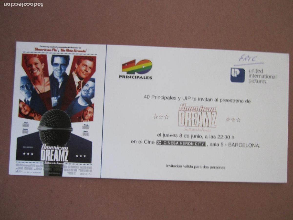 Cine: american dreamz - folleto mano original invitacion preestreno - hugh grant dennis quaid mandy moore