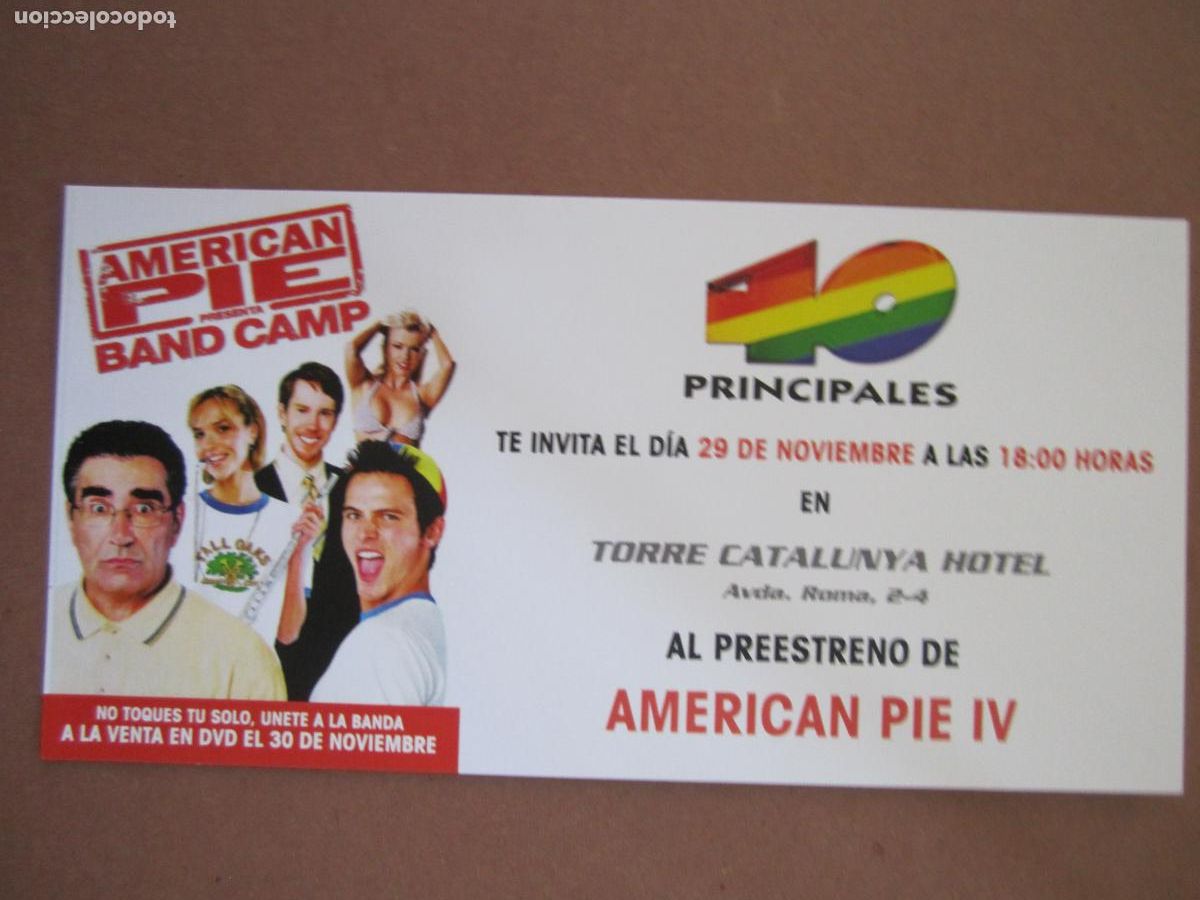 Cine: american pie 4 bad camp - folleto mano original invitacion preestreno - eugene levy