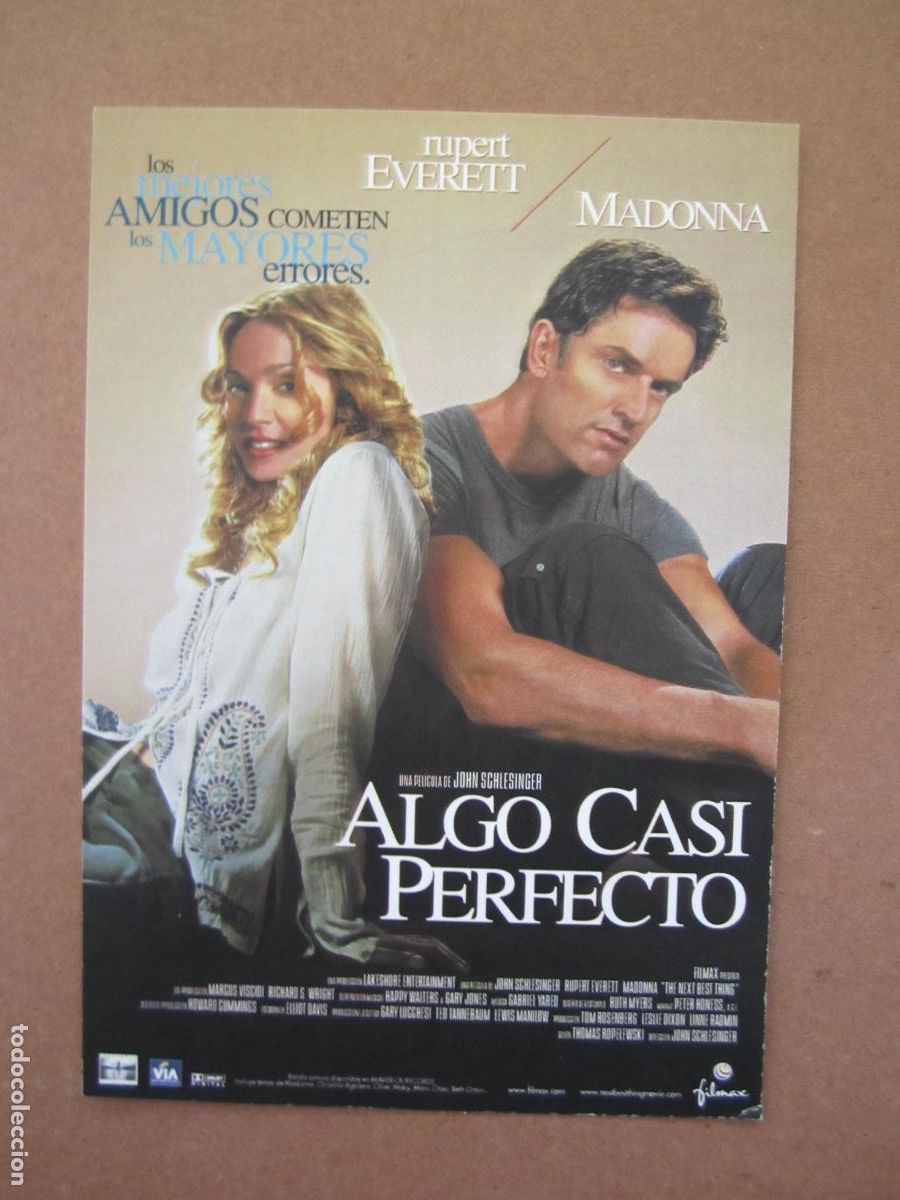 Cine: algo casi perfecto folleto mano original invitacion preestreno - madonna