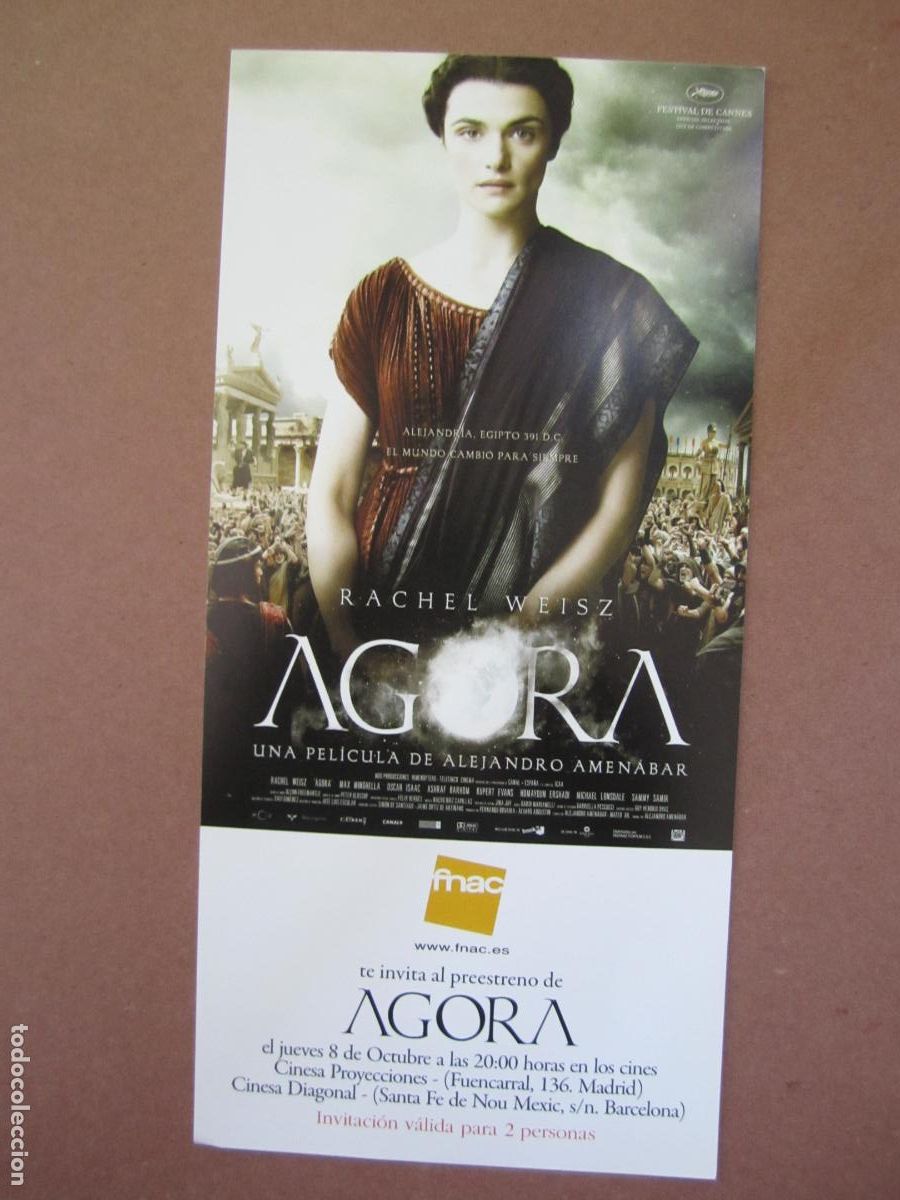 Cine: agora - folleto mano original invitacion preestreno - alejandro amenabar Rachel Weisz cine espa&ntilde;ol