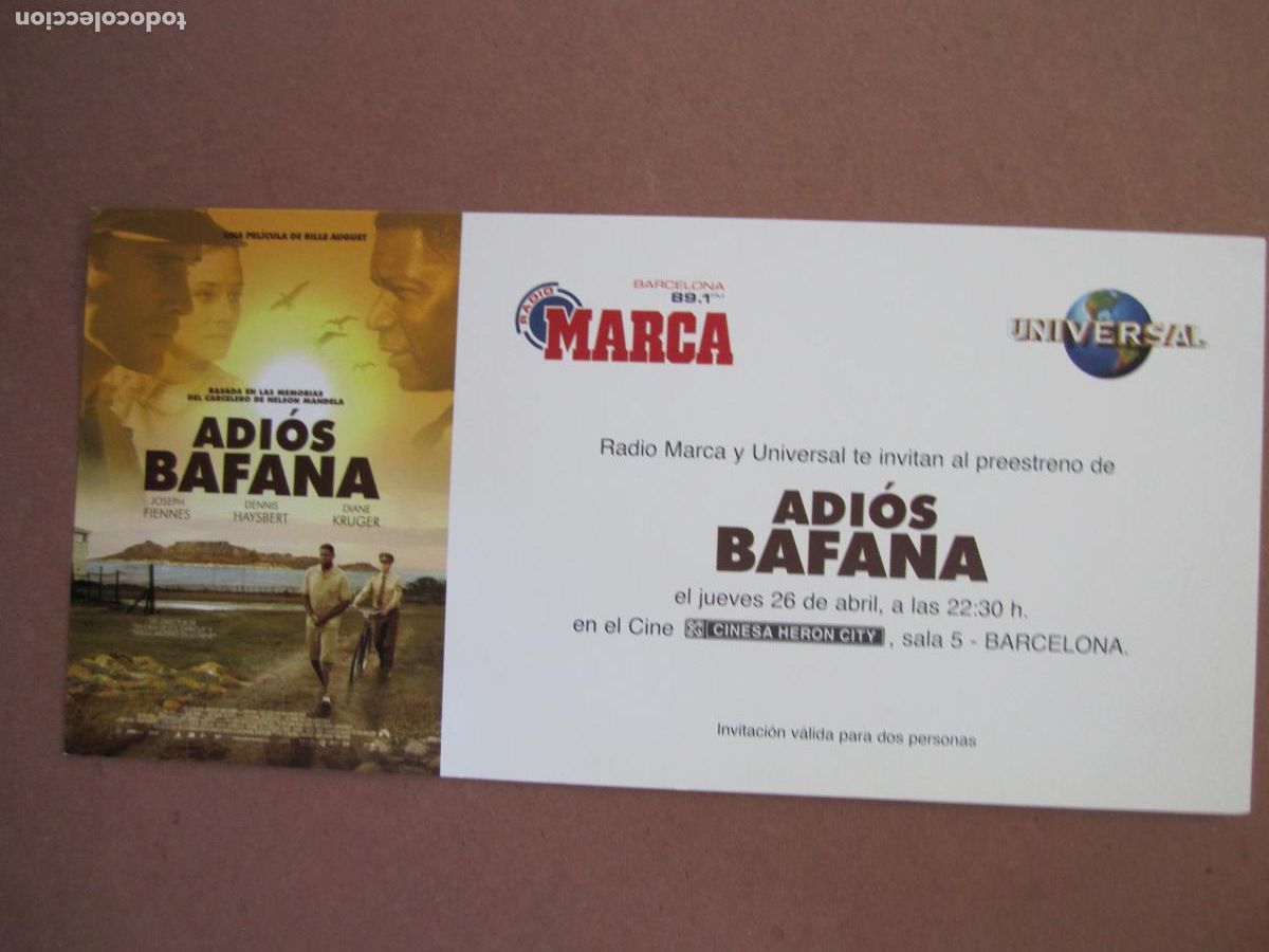 Cine: adios bafana - folleto mano original invitacion preestreno - diane kruger joseph fiennes
