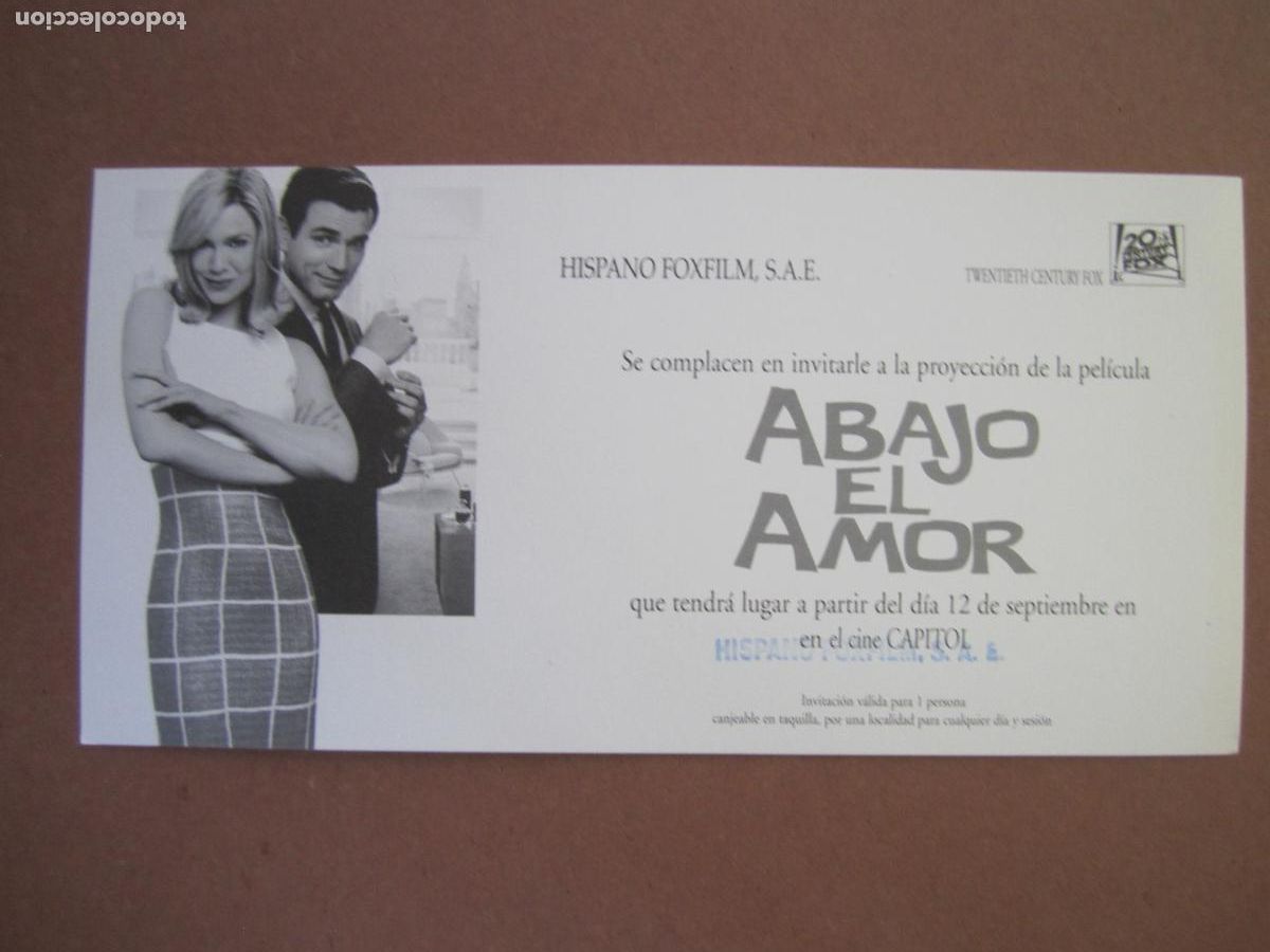  Flyers Publicitaires de films Anciens: abajo el amor folleto mano original invitacion preestreno - rene zellweger