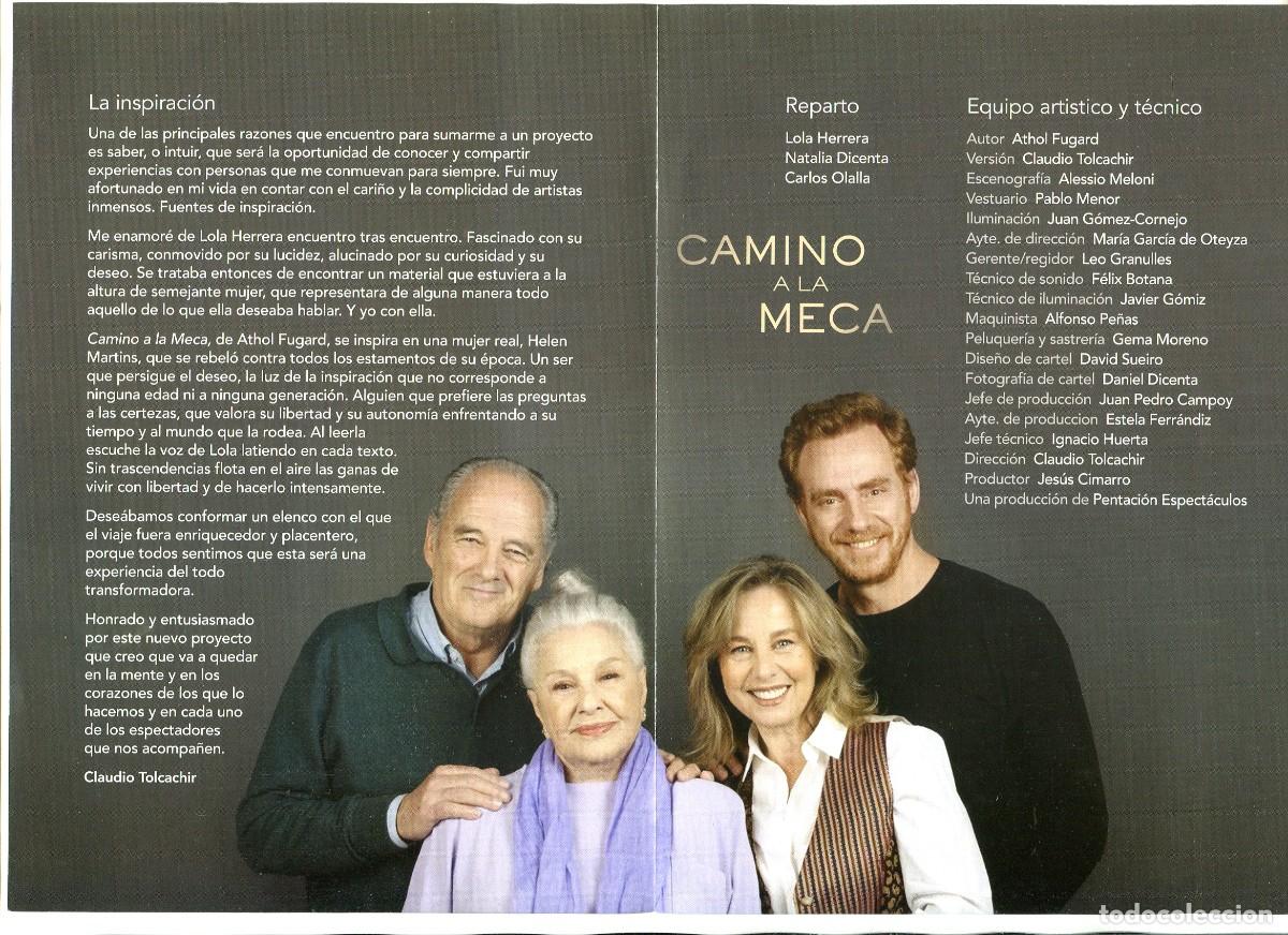 Cine: CAMINO A LA MECA, con Lola Herrera. PROGRAMA DE TEATRO 15 X 21 cms. - Foto 2