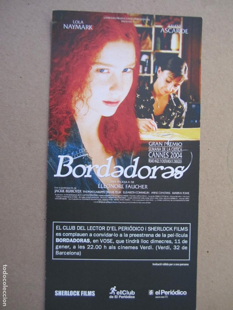 Cine: bordadores - folleto mano original invitacion preestreno - ariane ascaride