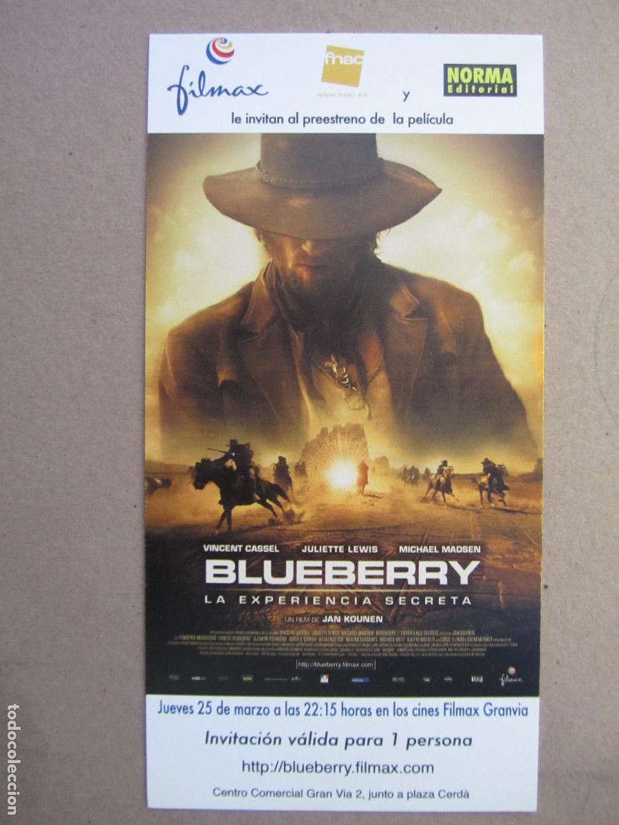 Cine: blueberry la experiencia secreta - folleto mano original invitacion preestreno - vincent cassel