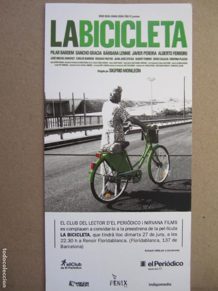 Cine: la bicicleta - folleto mano original invitacion preestreno - barbara lennie cine espa&ntilde;ol