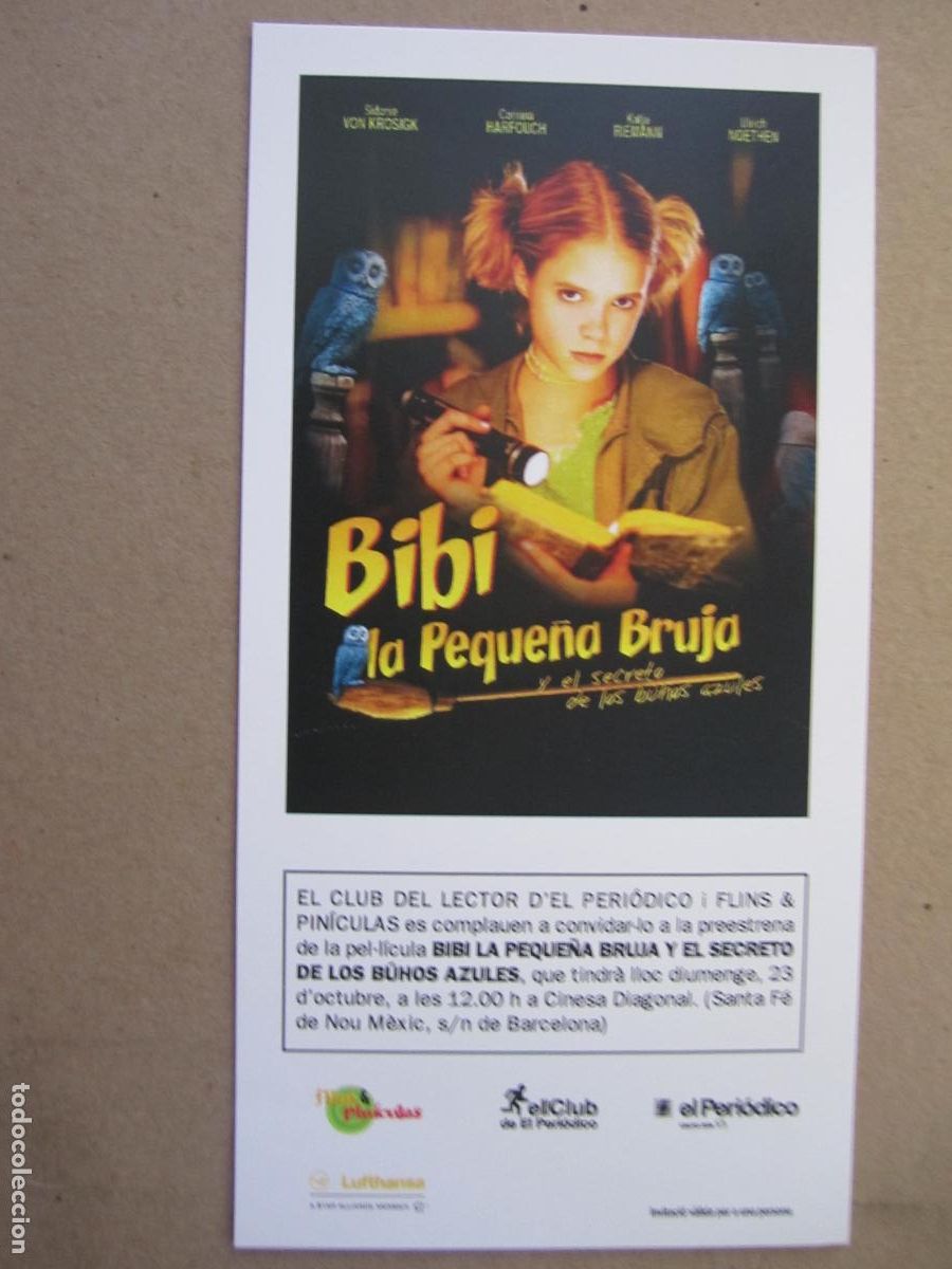 Folhetos de m&atilde;o de filmes antigos de cinema: bibi la peque&ntilde;a bruja folleto mano original invitacion preestreno - Sidonie von Krosigk