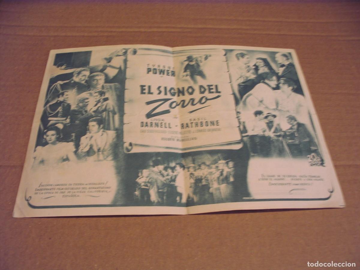Cine: EL SIGNO DEL ZORRO programa de mano TYRONE POWER BASIL RATHBONE - Foto 2