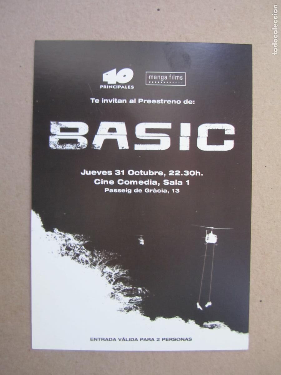 Kino: basic - folleto mano original invitacion preestreno - john travolta connie nielsen samuel l. jackson