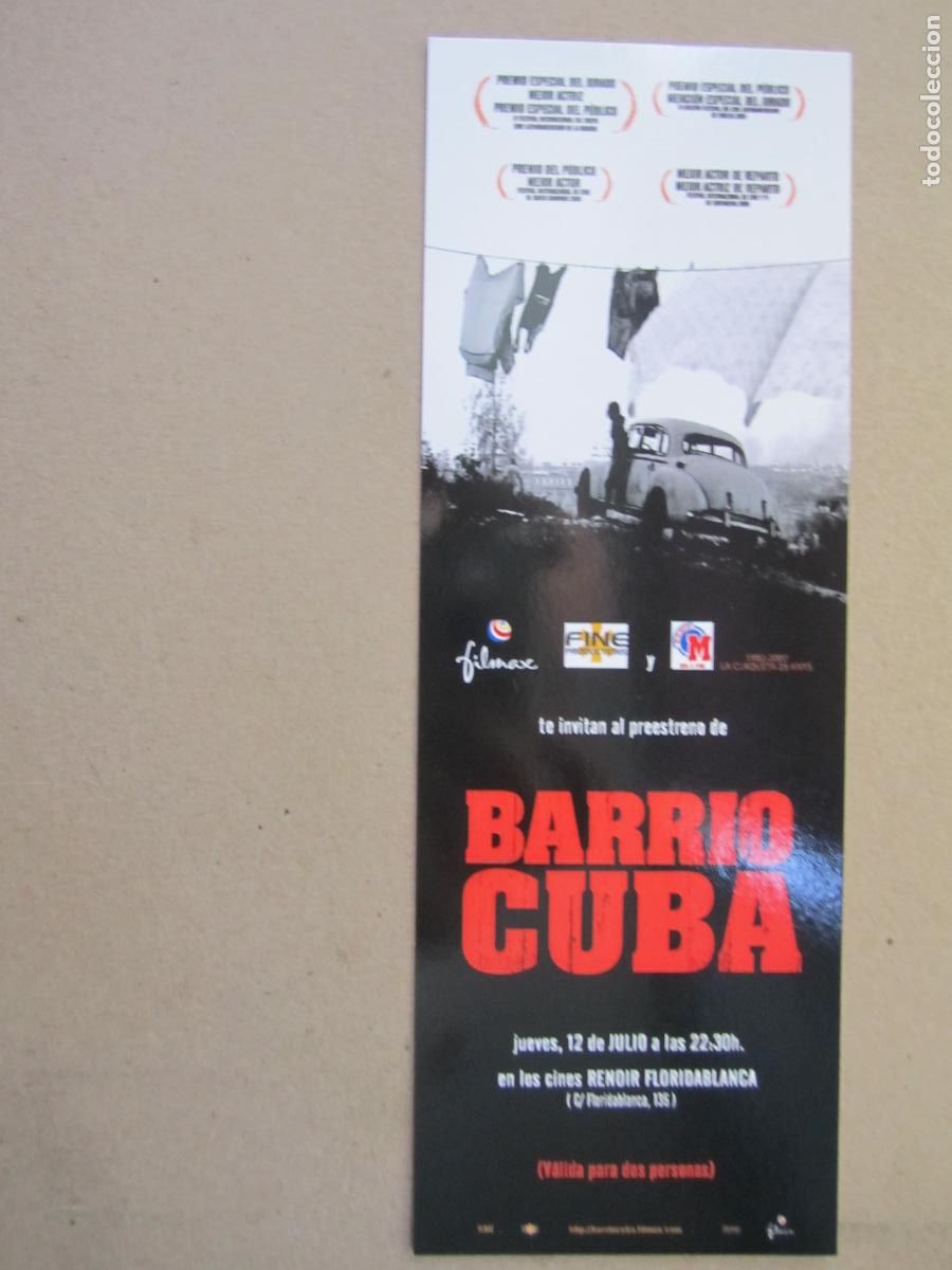 Cine: barrio cuba &acute;folleto mano original invitacion preestreno - Jorge Perugorr&iacute;a