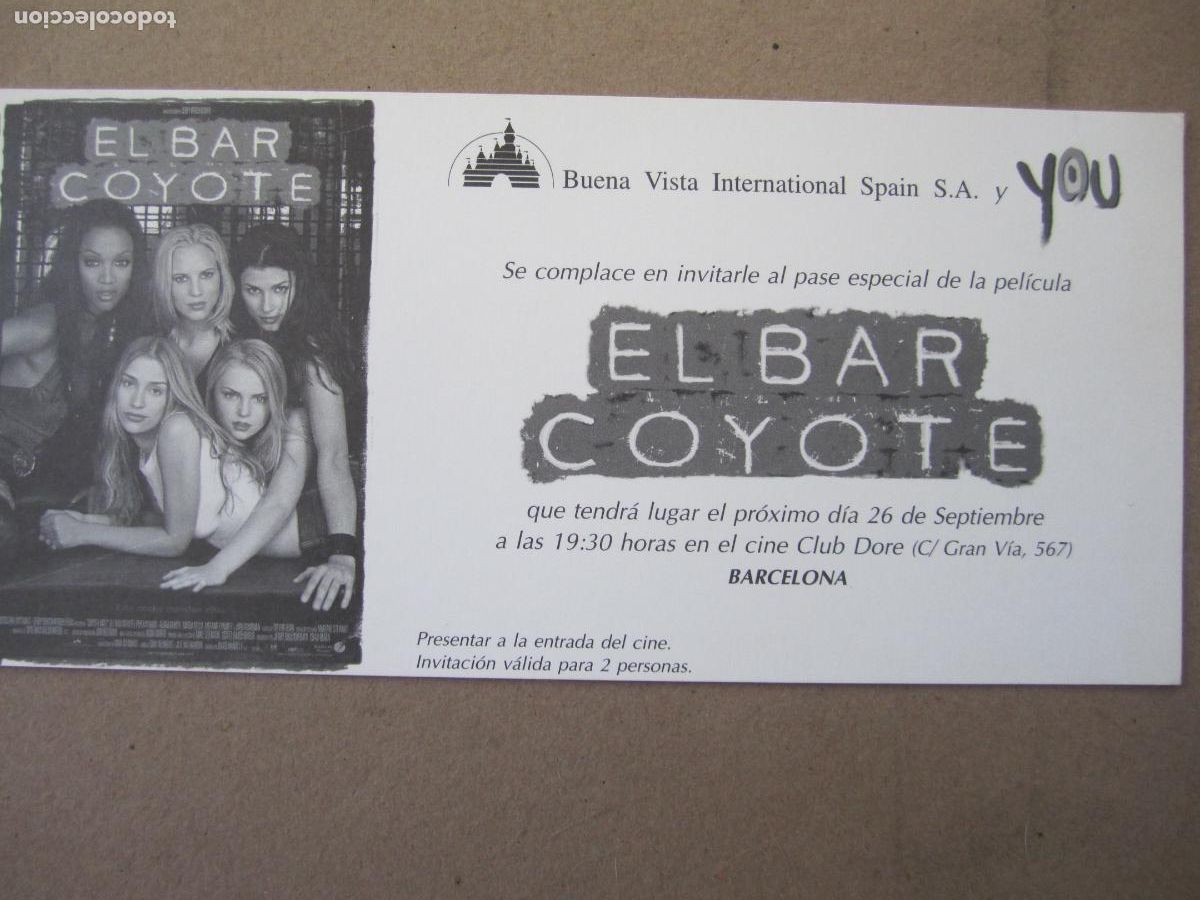 Kino: el bar coyote - folleto mano original invitacion preestreno - piper perabo maria bello