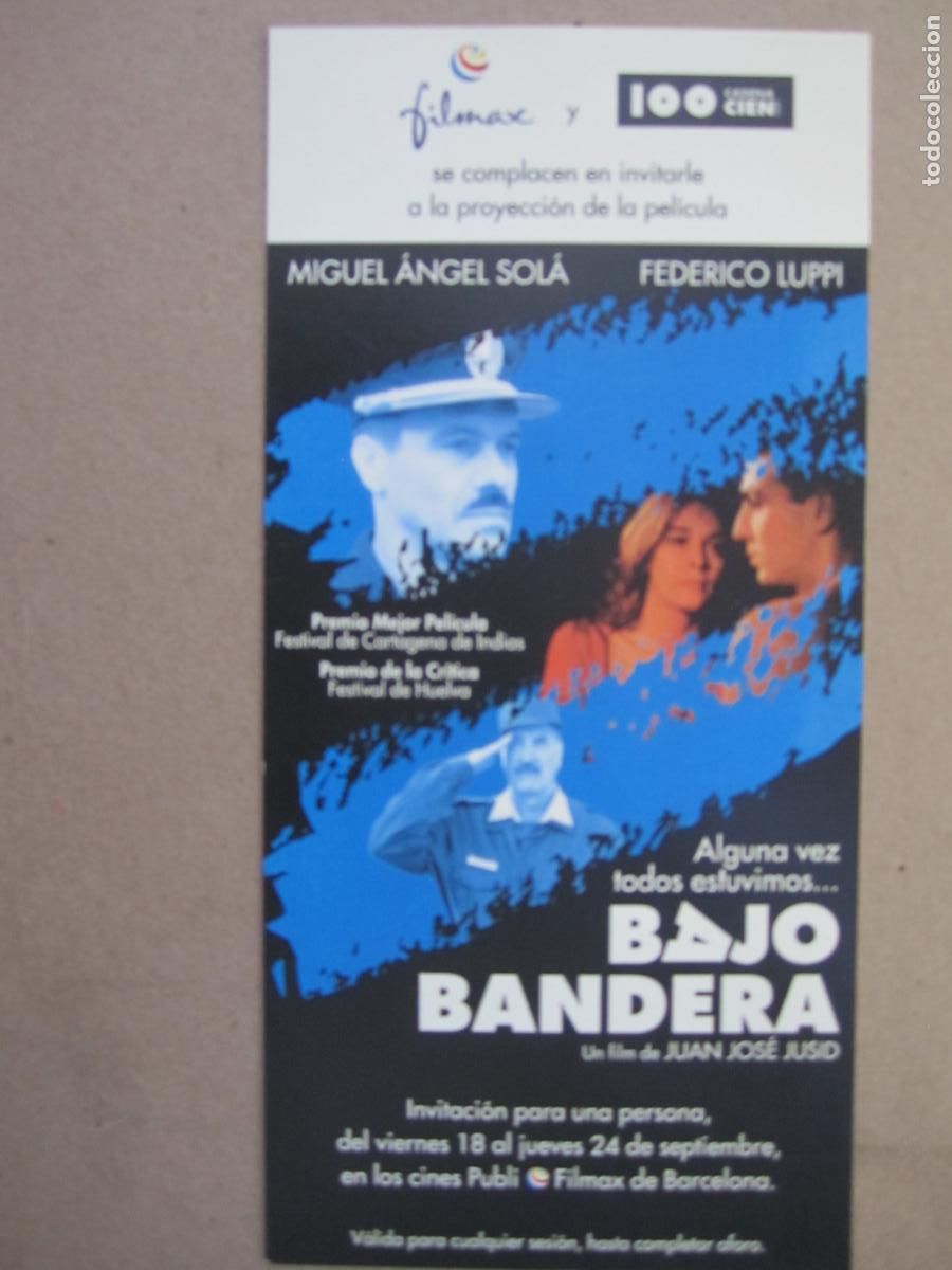 Cine: bajo bandera - folleto mano original invitacion preestreno - federico luppi omero antonutti