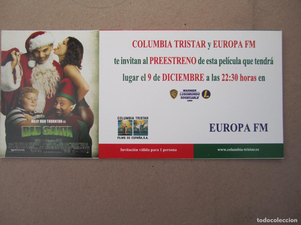 Cine: bad santa folleto mano original invitacion preestreno - Billy Bob Thornton