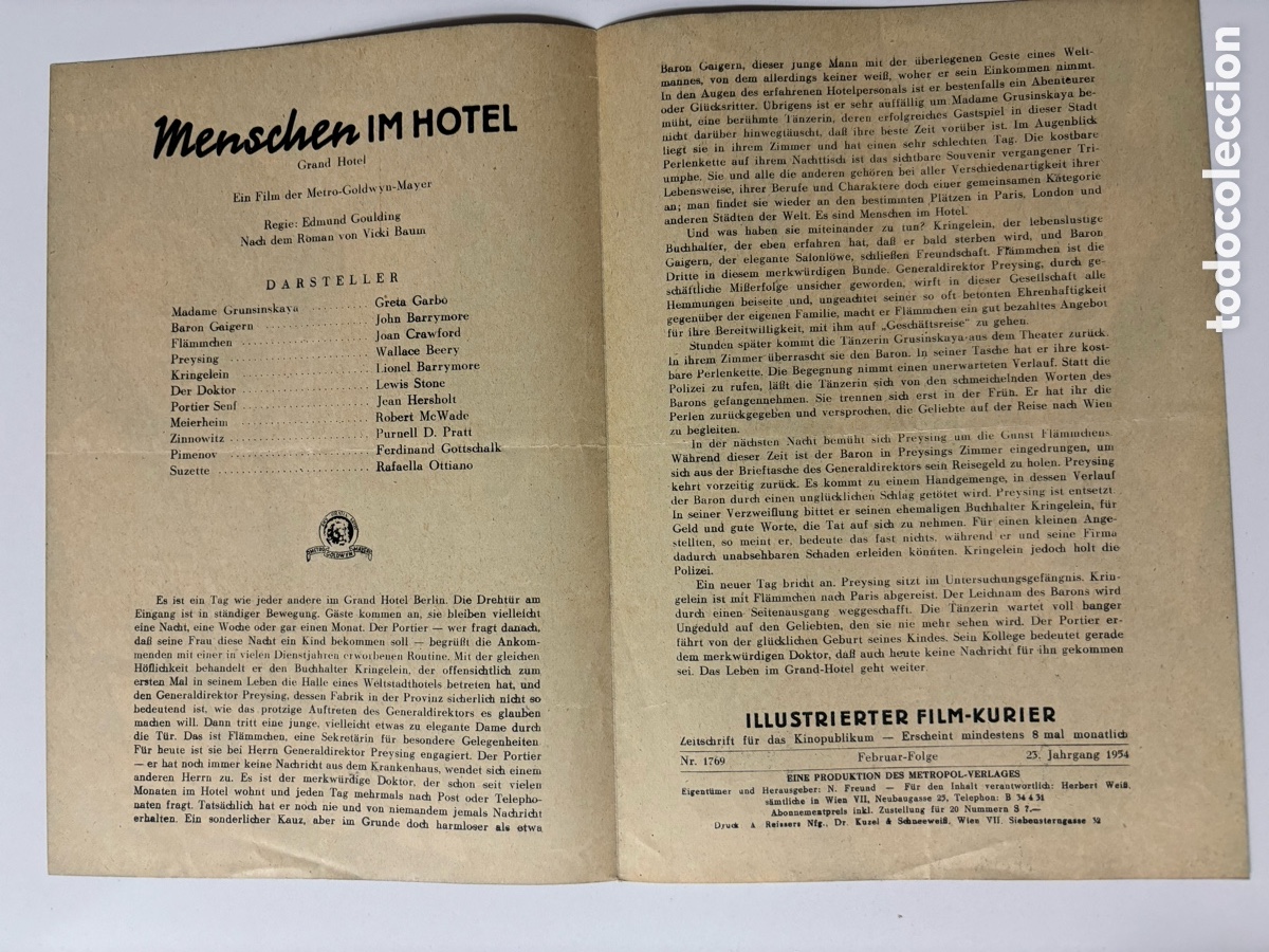 Cine: Programa alem&aacute;n Greta Garbo Gran hotel - Foto 2