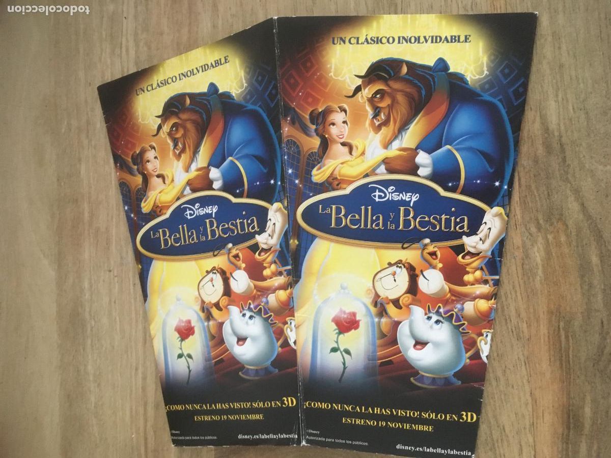 Cinema: la bella y la bestia folleto de mano troquelado estreno formato caja palomitas