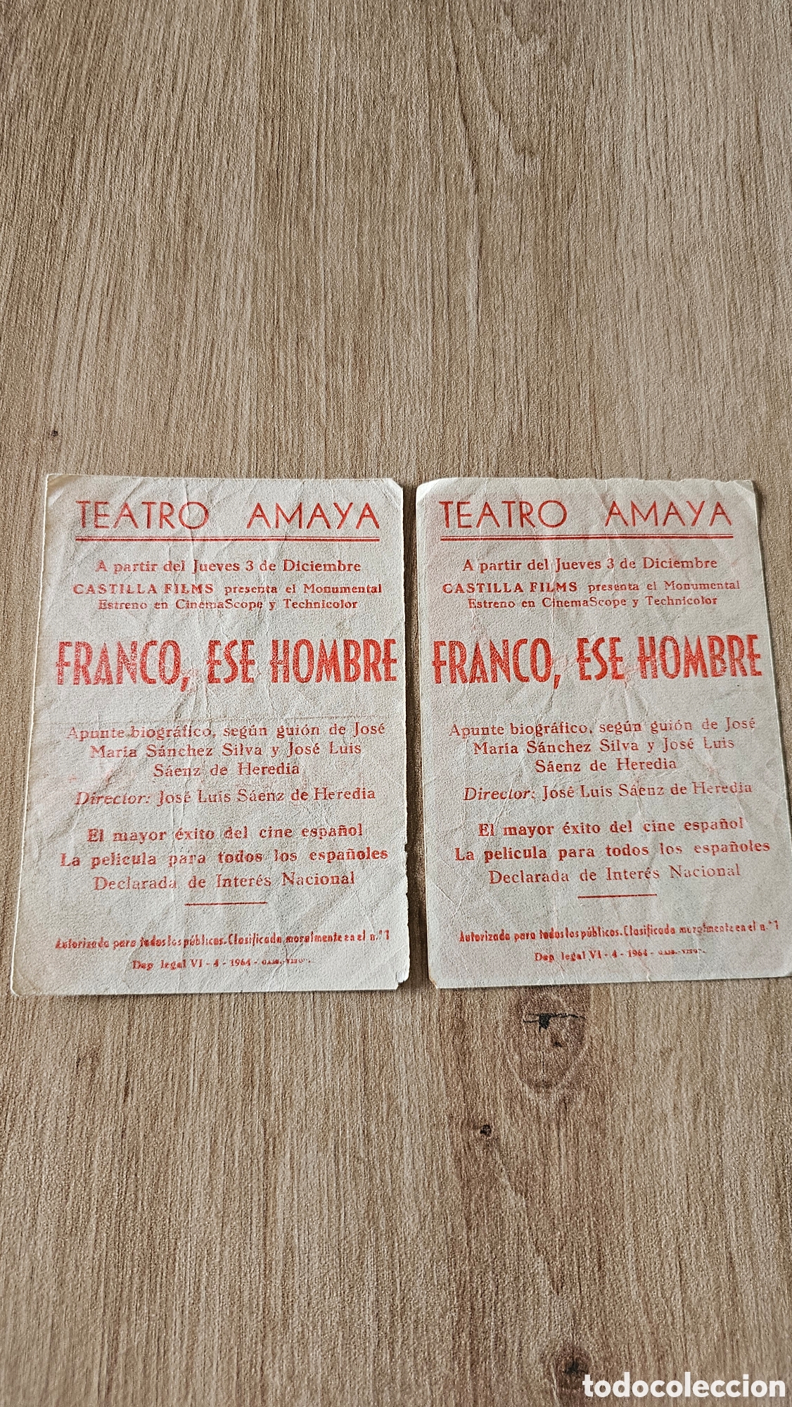 Cine: 2 Programas cine &rdquo; Franco Ese Hombre&rdquo;1964. - Foto 5