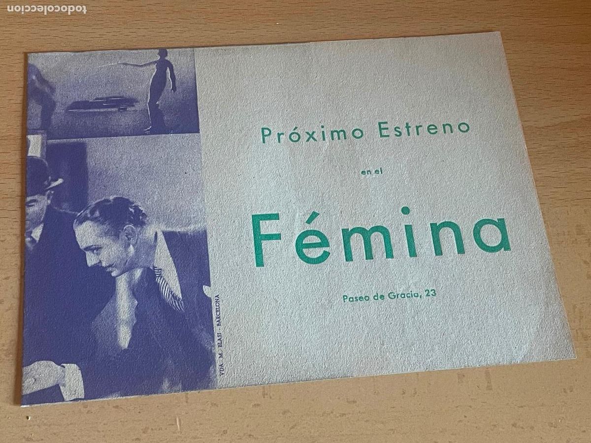 Folhetos de m&atilde;o de filmes antigos de cinema: FOLLETO CINE FEMINA BARCELONA - LA TELA DE ARA&Ntilde;A - WILLIAM POWELL, MIRNA LOY - HACIA 1934