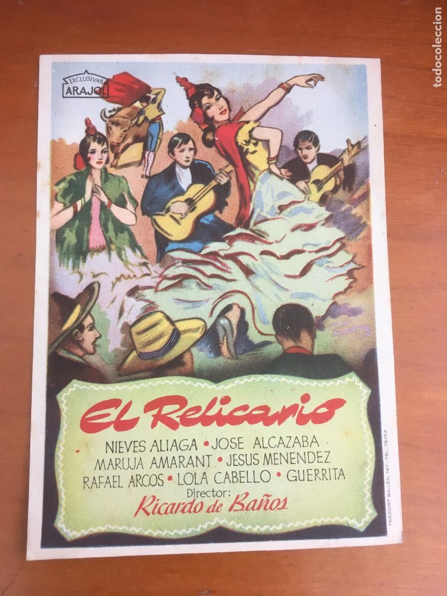 Folhetos de m&atilde;o de filmes antigos de cinema: el relicario arajol folleto de mano original estreno muy buen estado