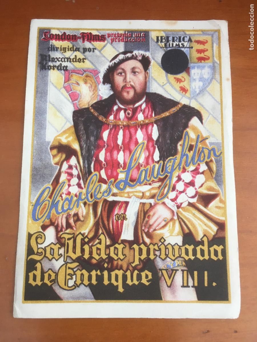 Folhetos de m&atilde;o de filmes antigos de cinema: la vida privada de enrique VIII folleto de mano original estreno muy buen estado