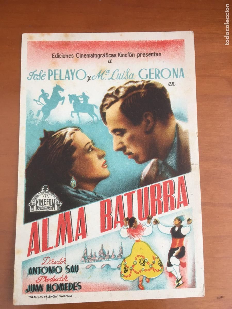 Folhetos de m&atilde;o de filmes antigos de cinema: alma baturra folleto de mano original estreno muy buen estado