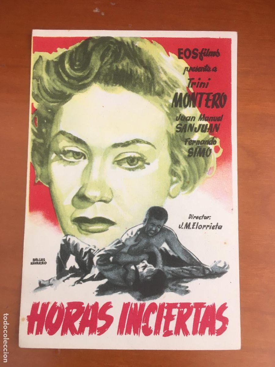 Folhetos de m&atilde;o de filmes antigos de cinema: horas inciertas folleto de mano original estreno muy buen estado