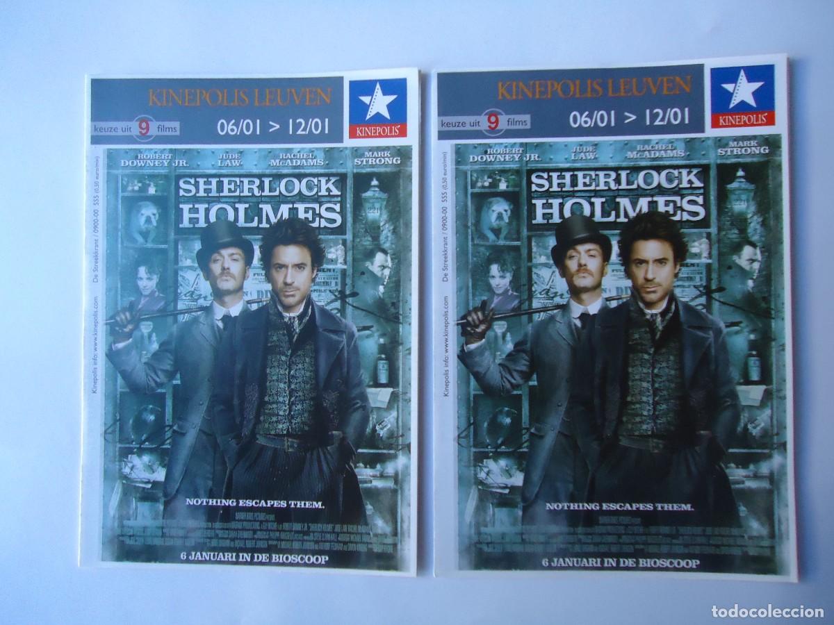 Cine: PROGRAMA DE LA PEL&Iacute;CULA, SHERLOCK HOLMES. ROBERT DOWNEY JR. LOTE DE 2. TRIPTICO 5 CARILLAS. - Foto 1