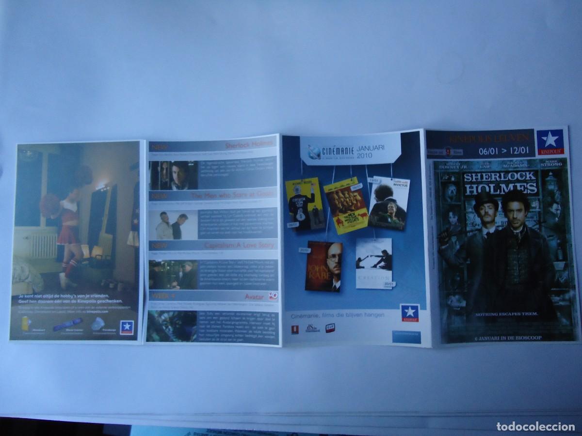 Cine: PROGRAMA DE LA PEL&Iacute;CULA, SHERLOCK HOLMES. ROBERT DOWNEY JR. TRIPTICO 5 CARILLAS CON DATOS. - Foto 2