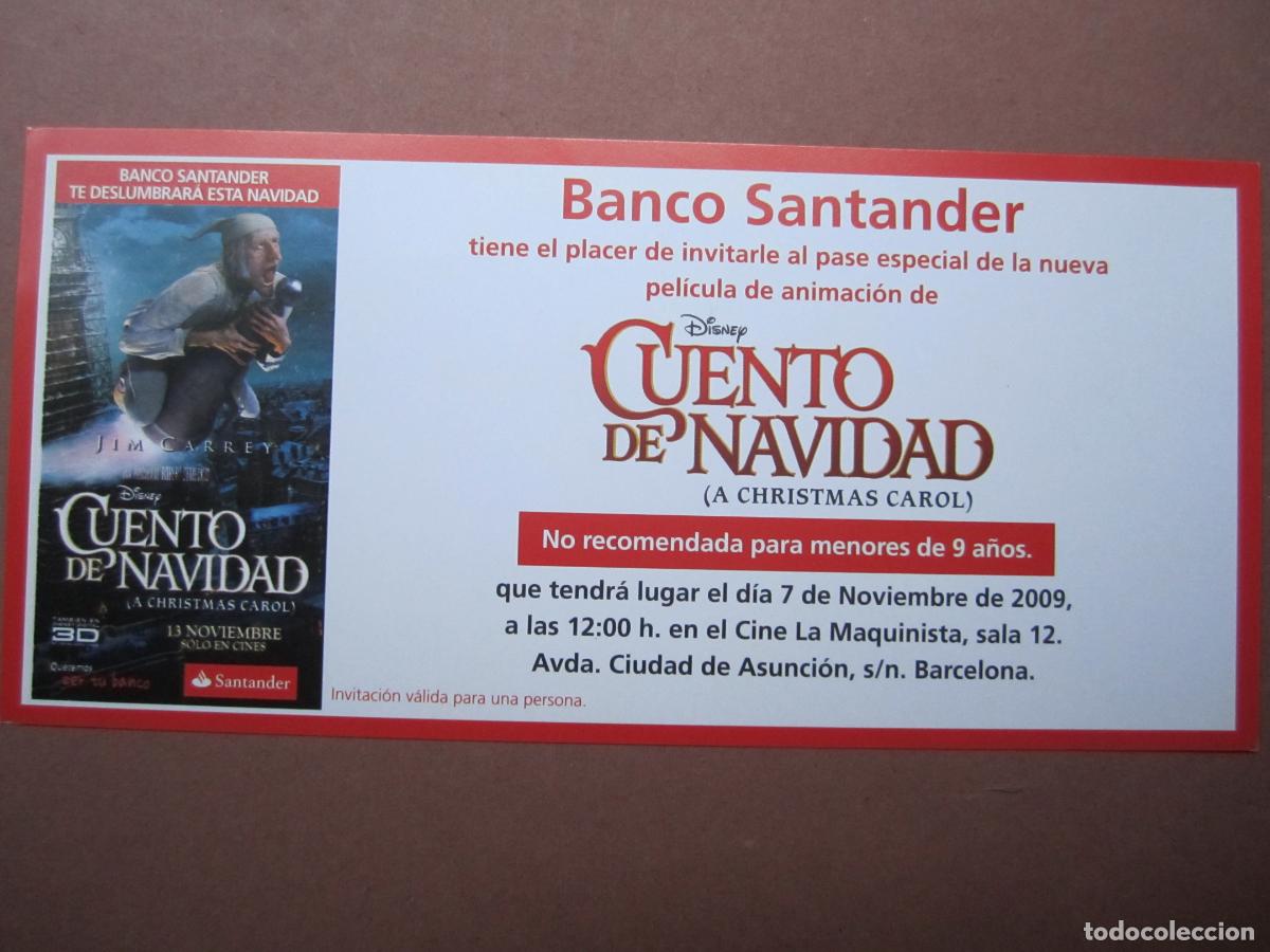 Cine: cuento de navidad - INVITACION FOLLETO MANO ORIGINAL PREESTRENO jim carrey walt disney