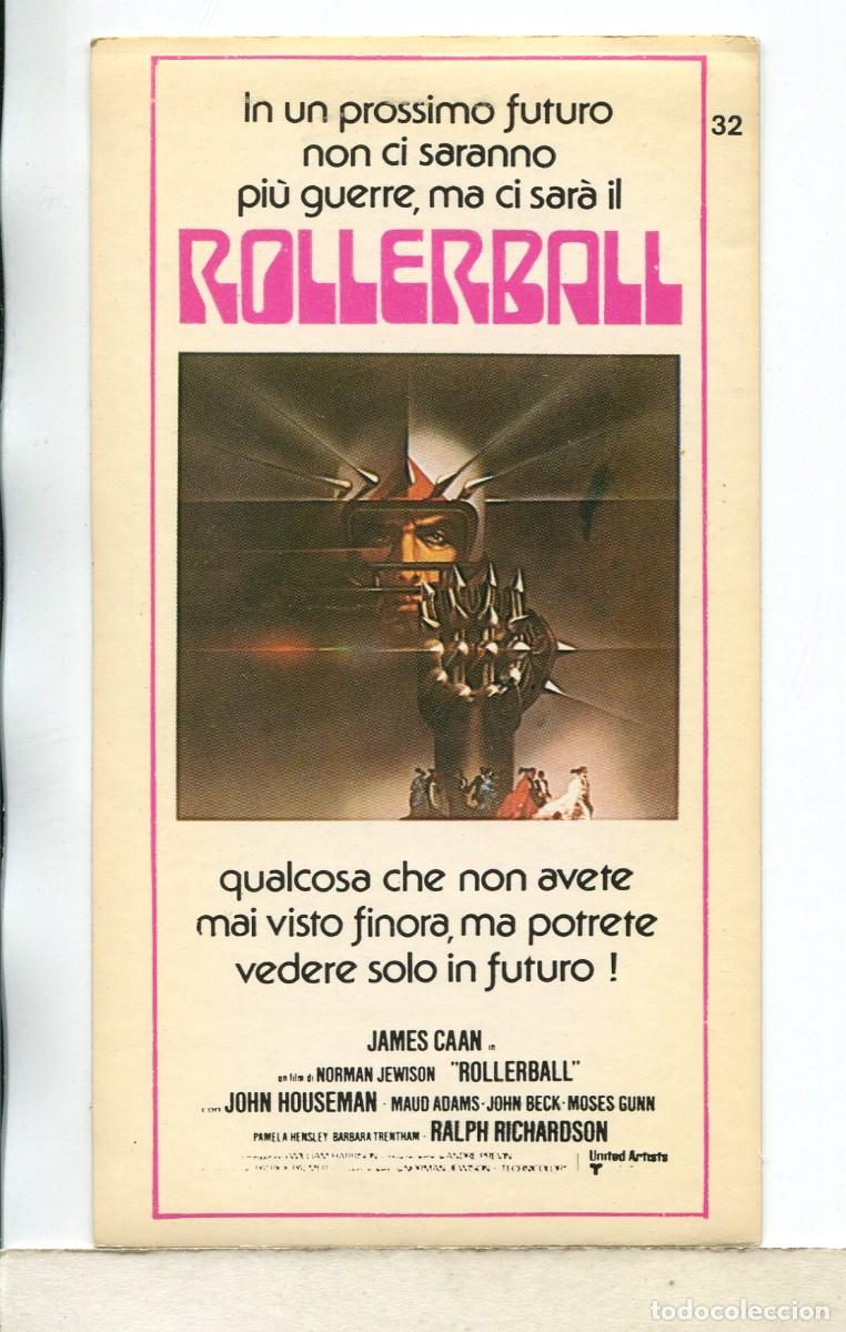 Cine: ROLLERBALL, con James Caan. PROGRAMA ADESIVO ITALIANO 7 x 12,5 cms. - Foto 1